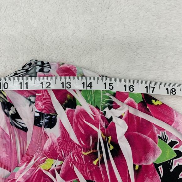 One World Blouse Womens Medium Flowers Butterflies Rhinestones Beads Stretch - Picture 5 of 12